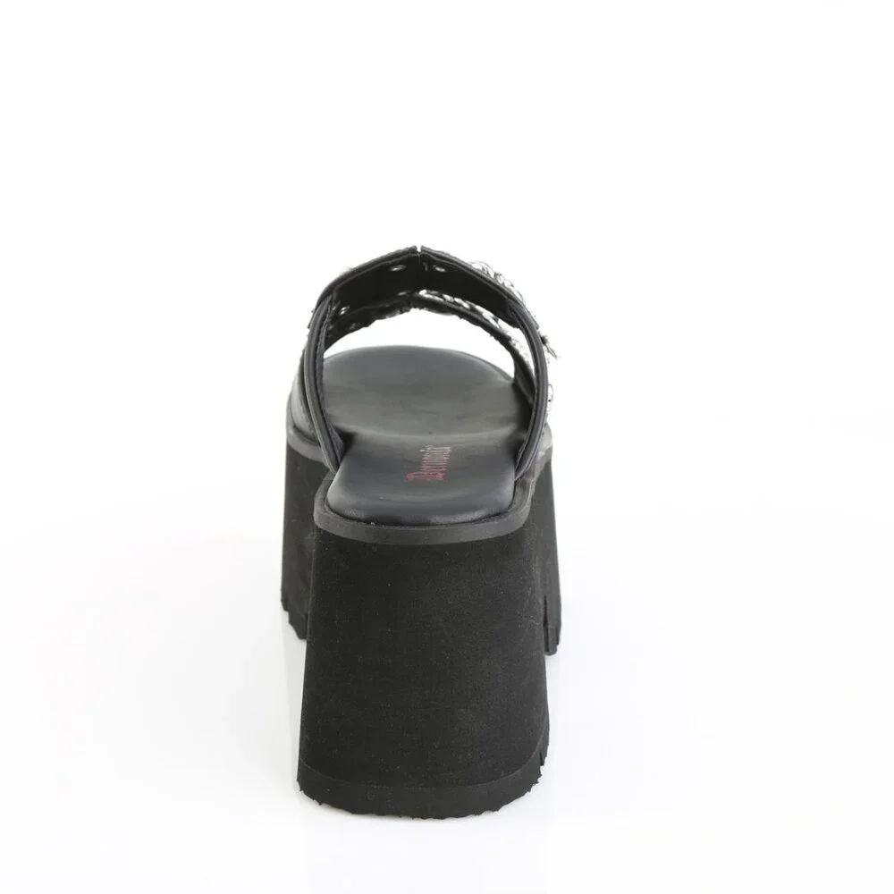 Demonia Ashes-08 Black Platform Sandals - Picture 3 of 5